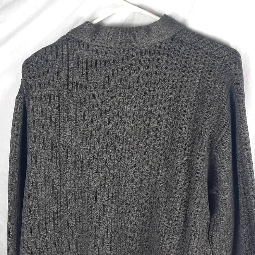 Pierre Cardin Mens Sweater Polo Shirt Medium Gray Long Sleeve